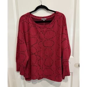 NWT Habitat Merlot Jacquard Boxy Abstract Crew Neck Top Women’s Size XL $80 Tag
